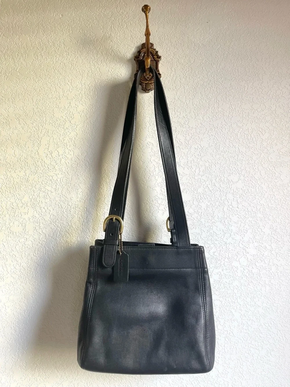 Coach Vintage Black Leather Soho Bag with Gold Hardware